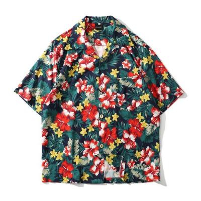 China Custom 100% Polyester Anti-Pilling Floral Hawaiian Mens Summer Shorts Sleeve Beach Shirts for sale