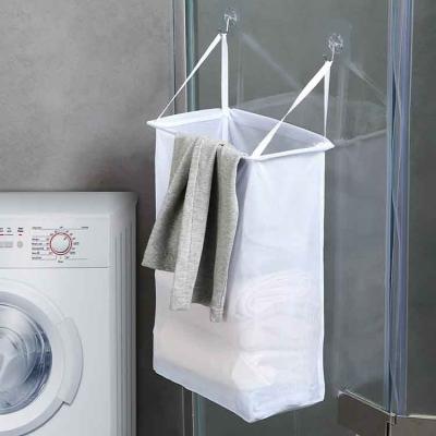 China Bathroom Foldable Door Hanging Mesh Laundry Hamper Bag Dirty Cloth Wash Storage Organizer for sale