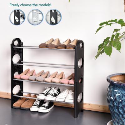 China DIY Shoe Rack 4 Tiers Easy Gather Portable Cheap Plastic Foldable Corner Shoe Rack Organizer for sale