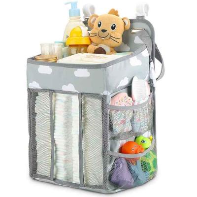 China Large Capacity Mummy Hanging Foldable Baby Diaper Bag Oxford+mesh+cardboard Diaper Bag Multifunctional Trolley Stroller Bag for sale