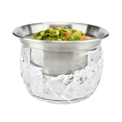 China Sustainable Immersion On Ice Chamber Food Serving Bowl With Ice Pack Stainless Steel Immersion Chiller Bowl for sale