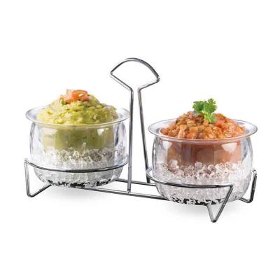 China Sustainable Wholesale Double Chillers Acrylic Stainless Steel Salad Bowl On Ice Dip Bowls for sale