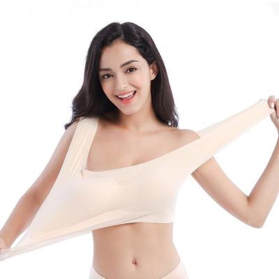 China Hot-melt Adhesive Technology Cooling Bra, Milk Silk Smooth Bralette Padded Wireless Sleep Plus-size Summer Bustier Crop Top for sale