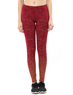 China Gold Glitter QUICK DRY Gaiters, Women's Unique Print Workout Fitness Waist Hot Stamping Pants Sports Yoga Top for sale