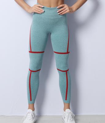 China Breathable Running Fitness Yoga Top Women's Running Fitness Leggings Red Stripe Style Waist Stretch Jogging Jogger Pants for sale