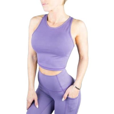 China Breathable Sexy Women Crop Top Fitness Gym Tank Compression Sports Wear Wholesale for sale