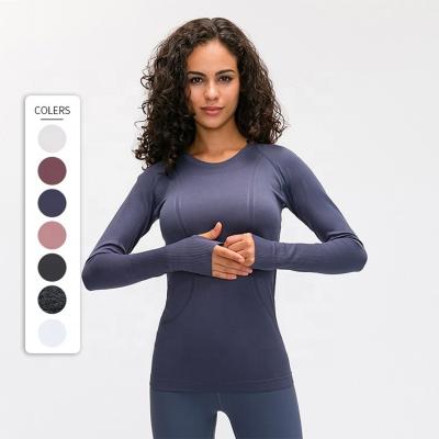 China Breathable Custom Women Long Sleeve Yoga Tops Wholesale Active Workout Sports Shirt Women Fitness Wear T-shirt Girls for sale