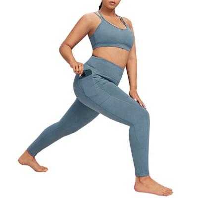 China Wholesale Polyester Spandex Gym Fitness Clothing Yoga Suit Breathable Sport Wear Breathable Plus Size Yoga Set for sale