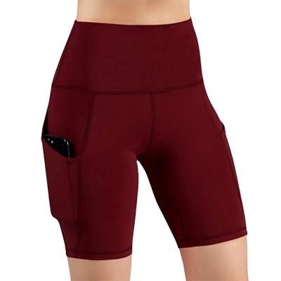 China Anti-Wrinkle High Waist Pocket Yoga Shorts Tummy Control Workout Running Sports Gym Not See Through Yoga Sports Shorts for sale