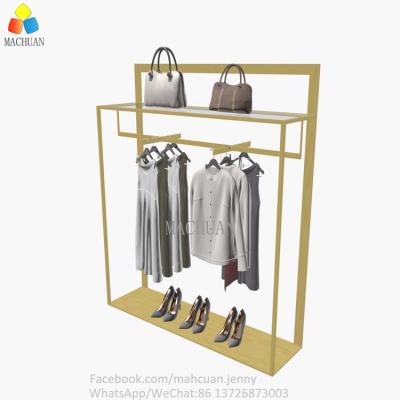 China Floor Standing Luxury High End Garment Display Rack Wall Brass Clothing Rack For Shops for sale