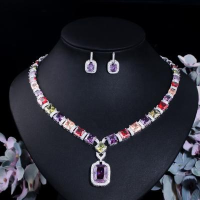 China European and American color bride romantic fashion square set exquisite women's wedding dress with banquet necklace set noble gift for sale