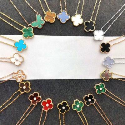 China S925 Sterling Silver Lucky Clover Necklace Exquisite Classic High Quality Romantic Agate Necklace Luxury Jewelry Gifts for Men and Women for sale