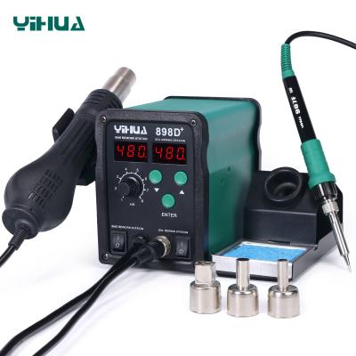 China Building Material Stores YIHUA 898D+ 2in1 750W Hot Air Soldering Iron For Mobile Phone Repair Rework Soldering Station for sale