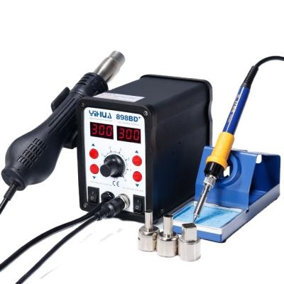 China Machine repair shops YIHUA 898BD+ 2 in1 ESD safe hot air soldering rework soldering station for sale