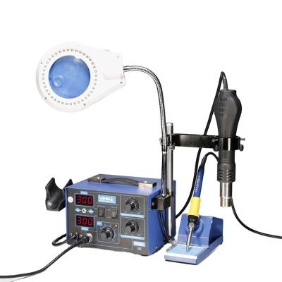 China YIHUA 862D+ Machine Repair Shops Rework Soldering Station with Air Gun Bracket Lamp and Magnifier Kit Set for sale