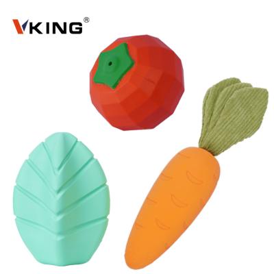 China Amazon Viable Hot Sale Custom Carambola Tomato Rubber Carrot Set Chew Fruit Squeaky Dog Toys for sale