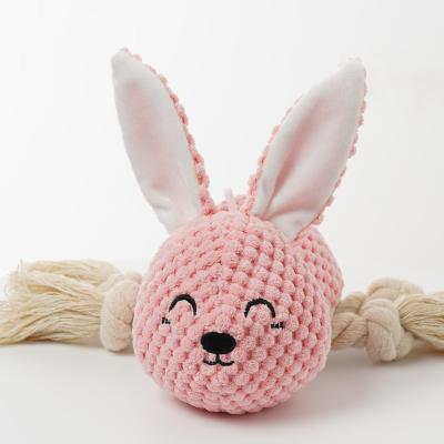 China Vking Factory Wholesale Durable Interactive Safe Squeaky Fabric Stuffed Dog Chew Pet Rabbit Toy for sale