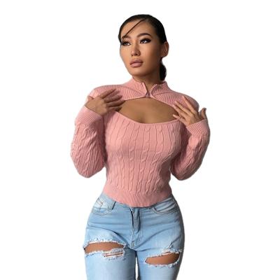 China NS040 Anti-wrinkle wholesale winter fall cropped jacquard knitted women's sweaters long sleeve sweaters women tops tops for sale