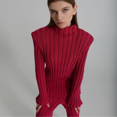 China NS043 Anti-wrinkle New Arrival 2 Piece Sweater Set Women Fall Facilities Pit Solid Band Knitted Sweater for sale