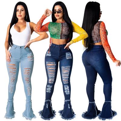 China NS040 spring women's long denim pants women's breathable pants and trousers ripped jeans women pants for sale