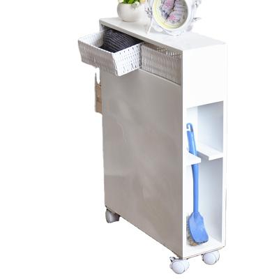 China Eco-friendly PVC Bathroom Furniture Movable Waterproof Wooden Bathroom Cabinet With 2 Drawers for sale