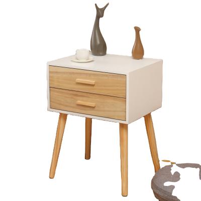 China (Other) Adjustable White Solid Wood Nightstand with Natural Leg for Bedroom for sale