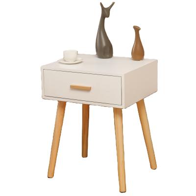 China (Other) Nightstand Adjustable Wooden Bed Side Table Cabinet Bedside With Solid 4 Wooden Legs for sale