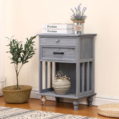 China Vintage Convertible Bedroom Furniture Antique Blue Wooden Nightstand for sale