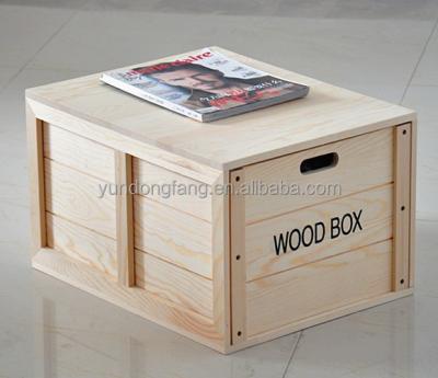 China Recycled Materials Pine Unfinished Solid Wood Wine Box, Wine Storage Box for sale