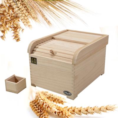 China Freshness Preservation Eco - Friendly Kitchen Use Wooden Rice Storage Box Rice Bin for sale