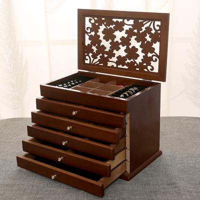 China Wholesale Handmade Wooden Cosmetic Gift Box Jewelry Box Small Jewelry Display Storage Box for sale