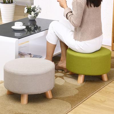 China Adjustable Round Stool Stool Foot Rest Stools (Height) Solid Wood Fabric Padded Seat for sale