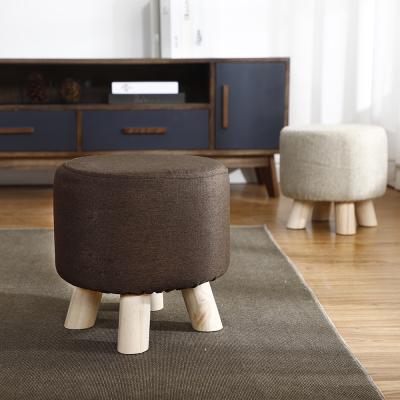 China stool home & Ottoman 4 Legs Solid Wood Round Stool Upholstered Stool Fabric Stool for sale