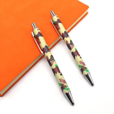 China office & School Pen Manufacturing Metal Pen Stylish Promotional Click Camouflage Pattern Press Customized Ball Pen for sale