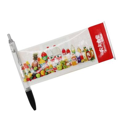 China Commonly Hot Selling Personalized Pen Listing Printed Advertising Ball Pen Roll-out Paper Flag Banner Pen for sale