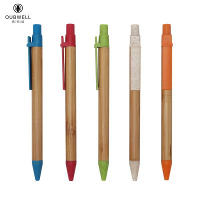 China Promotional Eco-Friendly Straw Material Pen Bamboo Ballpoint Pen With Logo Customized for sale