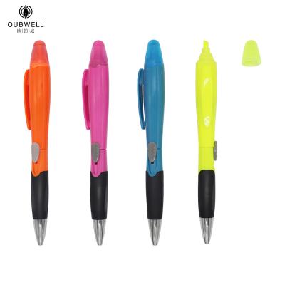 China office & School Pen 2 in 1 Multifunctional Pen Highlighter Bar Ballpoint Pen With Logo Customized for sale