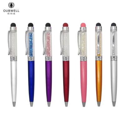 China office & School Pen Factory 2 in 1 Crystal Ball Pen Stylus Pen Twist Ballpoint Pen for Screen Touch for sale