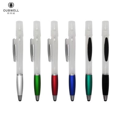 China office & School pen 4 in 1 multifunctional pen with alcohol spray touch pen with 5ml bottle ball pen for sale