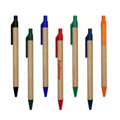 China Eco-Frendly Multi Color Kraft Paper Pen School Office Eco-Friendly Recycled Personalized Ballpoint Pen for sale