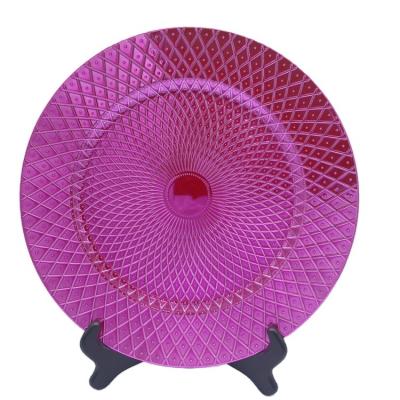 China Viable Most Popular Plastic Decorative Grid Sheet Charger Dish Bottom Dish For Wedding Party for sale