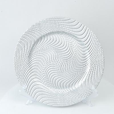 China Viable Newest Wedding Plate Spiral Pattern Plastic Decorative Round Plate Charger Bottom Plate for sale