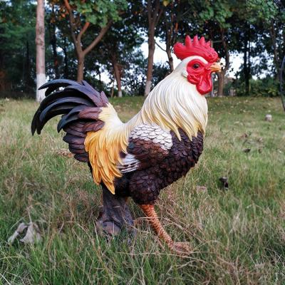 China Hand made realistic Europe resin farm animal rooster statue, polyresin garden decoration wholesale chicken, for sale