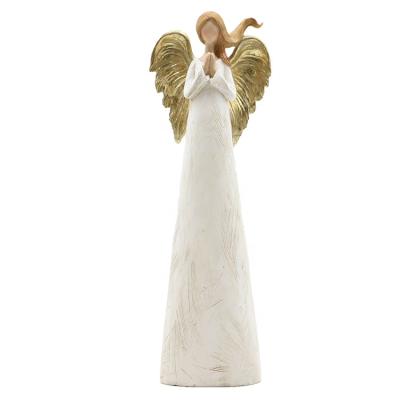 China Europe China wholesale home decoration angel statue white resin,wings angel polyrespo standing figurine for sale