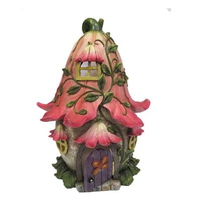 China China custom design handmade crafts garden decoration resin solar fairy houses& for sale