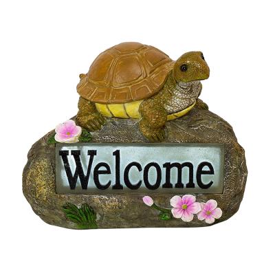 China Garden Custom Design LED Solar Light Resin Garden Decoration Home Animal Statue Turtle# for sale