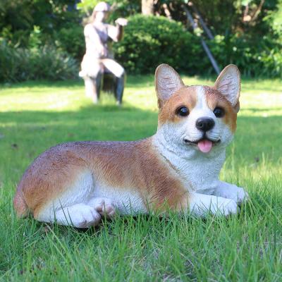 China Wholesale Europe garden decorative animals, modern corgi resin dog size resin decoration dog sculpture, for sale