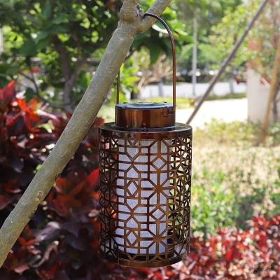 China China Wholesale Waterproof Solar Lantern, Lawn Decoration Hollow Out Metal Lantern Waterproof Solar Yard Light, for sale