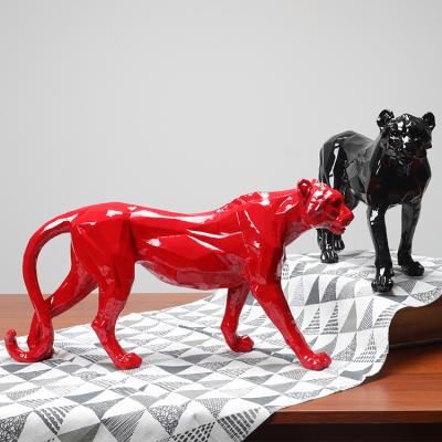 China China Art Life Size Custom Made, Nordic Geometric Statues Animal Sculpture Leopard Leopard Statue, for sale