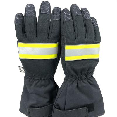 China Structural Firefighter Cowhide Leather Reinforced Palm Gloves for sale